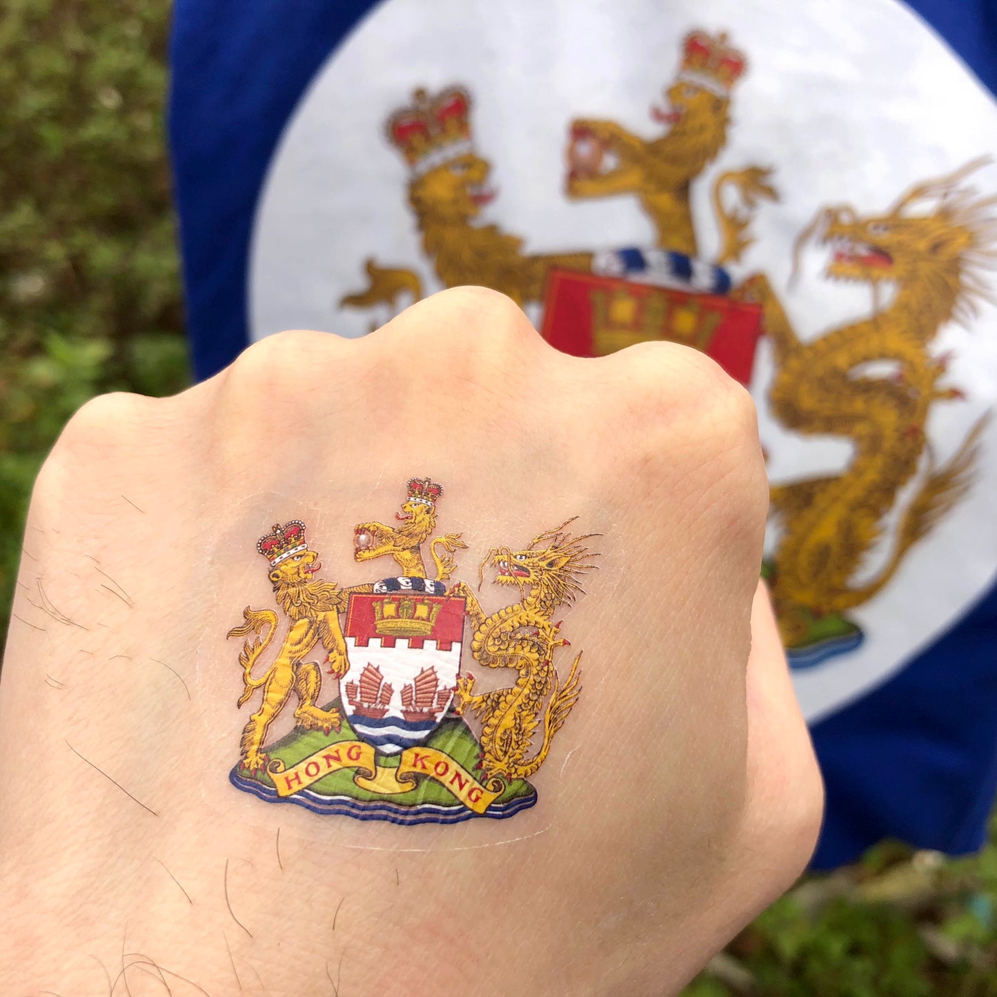 香港紋章 紋身貼紙 Coat of Arms of Hong Kong Tattoo Sticker 🇹🇼 Made in Taiwan