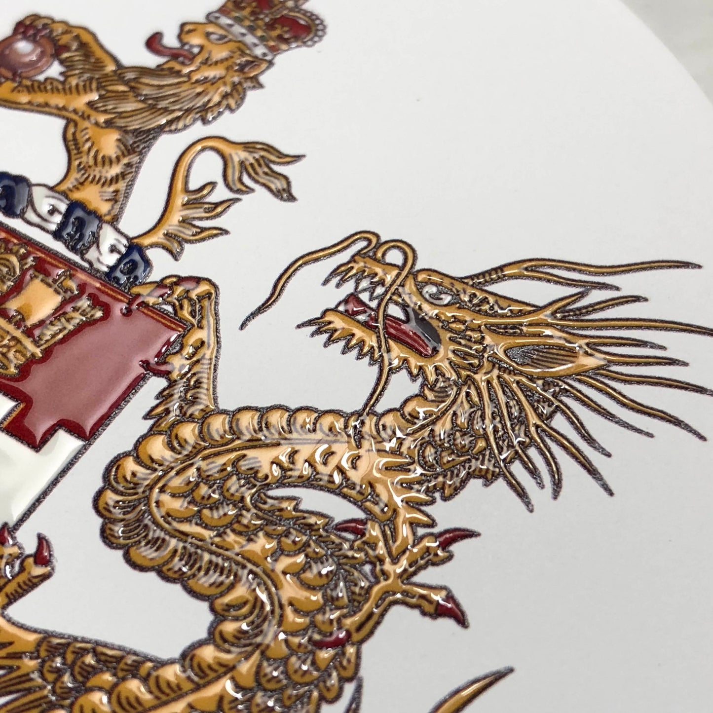 香港紋章 水玉光釉陶瓷杯墊 🇹🇼 Made in Taiwan