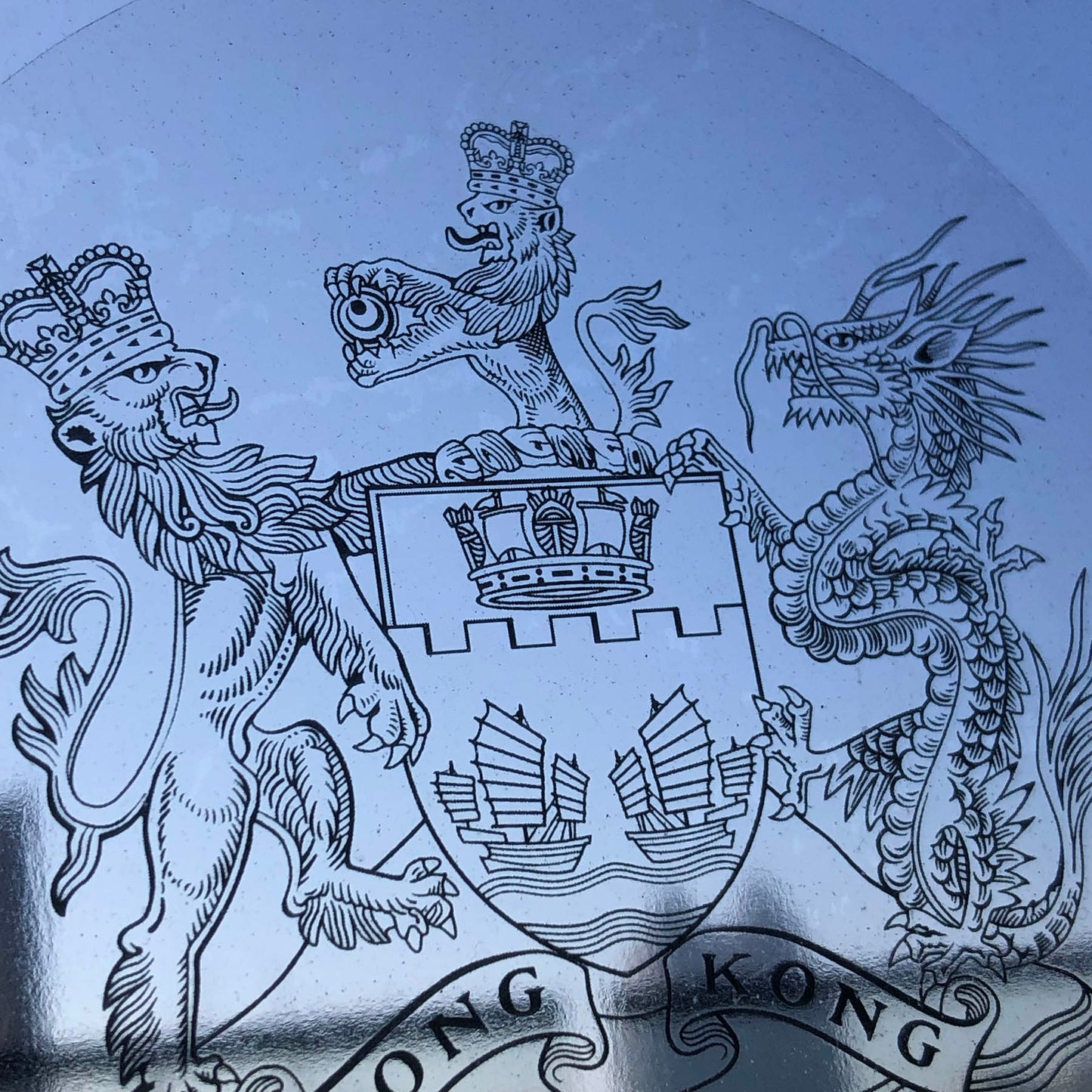 瑕疵品 香港紋章 黑線透明版 靜電吸附 Coat of Arms Static Cling 🇹🇼 Made in Taiwan