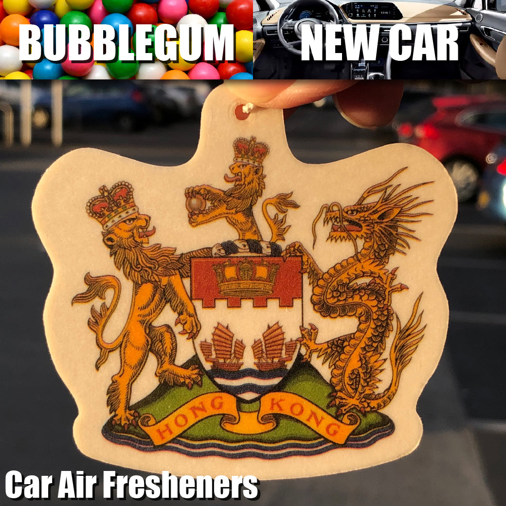 Coat of Arms of Hong Kong 香港紋章 汽車用香卡掛牌 [New Car / Bubble Gum] 🇬🇧 Made in Britain