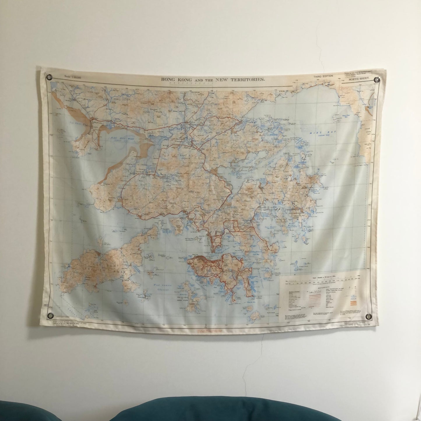 1949年 英國陸軍部版 香港地圖 室內旗 Eyelets Indoor Flag 🇹🇼 Printed in Taiwan